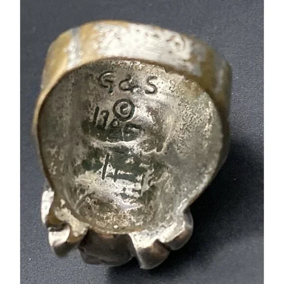 1985 Biker Ring G&S Gordon Smith Silver Tone Native American Chief  Sz  11 LOOK - Picture 4 of 10